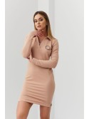 Basic dress with a collar, beige FI652 - Online store - Boutique